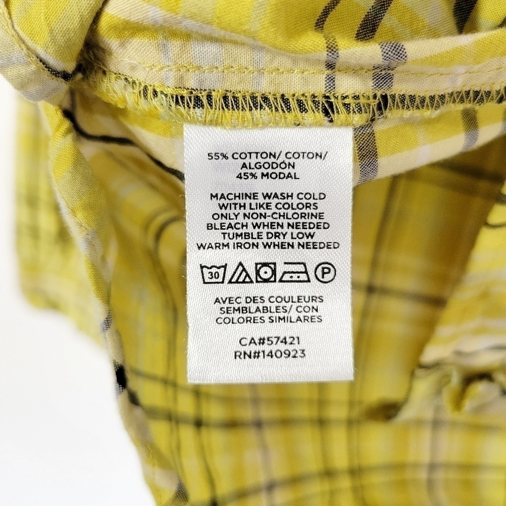 Loft Women's Yellow Plaid Long Sleeve Button Up Ruffle Shirt Size Large - Picture 12 of 12